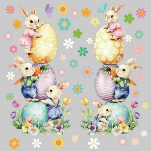 Détails des autocollants de Pâques avec lapins mignons et œufs colorés décoratifs