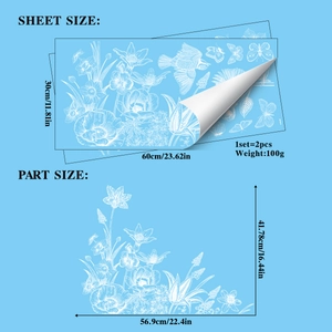 Detailed size specifications for flower and butterfly static cling window stickers
