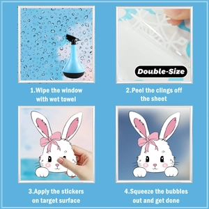 Detailed four-step installation guide for double-sided rabbit glass window stickers