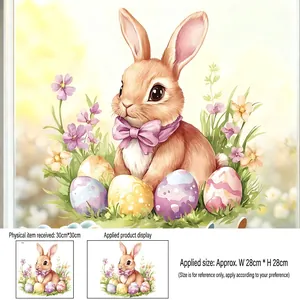 Spécifications de taille pour stickers de Pâques avec lapin à l'aquarelle et fleurs
