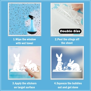 Guide d'installation étape par étape pour stickers de fenêtre lapin de Pâques double face