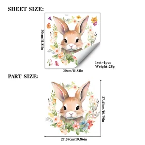Detailed size chart for Easter rabbit wreath window sticker showing 30x30cm dimensions