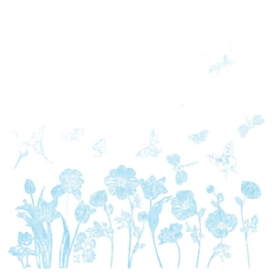 Spring static window cling with blue floral sketch butterfly and tulip designs