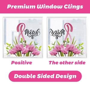 Double-sided pink ribbon window clings for International Women's Day decoration