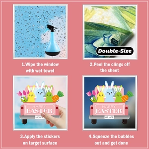 Step-by-step installation guide for double-sided Easter bunny static window decals