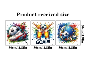 Three-pack of 30cm square 3D soccer wall stickers featuring goal text and beer graphics