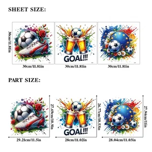 3D watercolor football wall stickers for World Cup decoration with goal and beer motifs