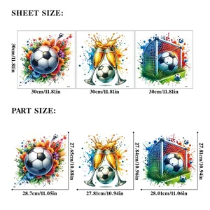 Football party static stickers size chart for World Cup home window celebration decor