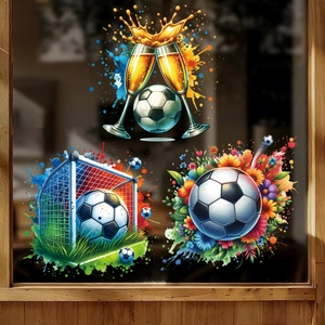 Vibrant watercolor soccer theme window stickers for football party atmosphere decoration