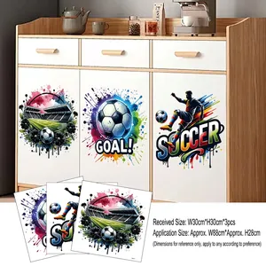 Detail of 2026 World Cup soccer wall stickers showing layout dimensions and DIY application