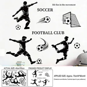 Détails du kit de stickers muraux de football avec silhouettes et dimensions