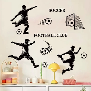 Stickers muraux football Coupe du Monde 2026 avec silhouettes de joueurs et buts