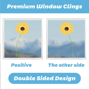 Double sided sunflower window static sticker showing clear yellow petals on glass