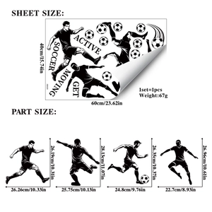 2026 World Cup soccer player silhouette wall stickers 60x40cm PVC decals for home decor