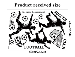 Close-up of 2026 World Cup football wall sticker set with soccer player silhouettes