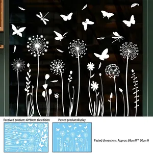 Détails de stickers muraux pissenlit blanc avec dimensions pour décoration de fenêtres