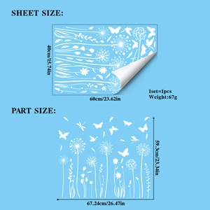 Spécifications de taille pour stickers de fenêtre papillon et pissenlit avec dimensions