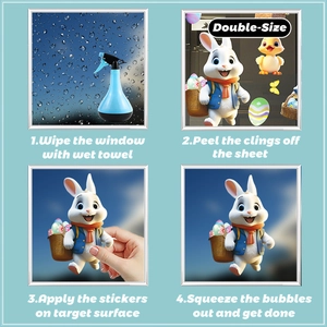 Step-by-step tutorial for applying double-sided Easter bunny and egg window clings