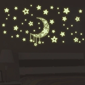 Luminous Glow In The Dark Wall Stickers Stars Moon PVC Waterproof Kids Room Bedroom Home Decoration Self Adhesive Decal