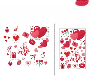 Dimensions détaillées des stickers de fenêtre roses cœur pour la Saint-Valentin