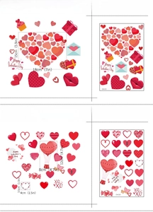 Détails des stickers statiques cœurs roses de Saint-Valentin avec impression double face