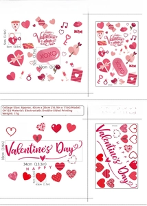 Détails des autocollants statiques de Saint-Valentin avec cœurs roses pour fenêtres