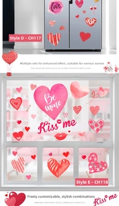 Autocollants de cœur rose Saint-Valentin avec texte Love et Be Mine sur la fenêtre