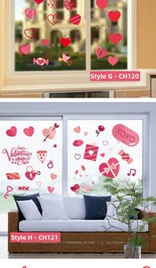 Stickers électrostatiques roses pour fenêtres avec motifs cœurs de Saint-Valentin