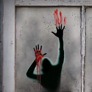 Halloween bloody handprints and scary shadow figure wall sticker for home decoration