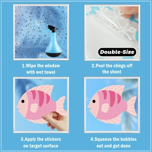 Detailed four-step guide for applying double-sided gnome window clings on glass surfaces