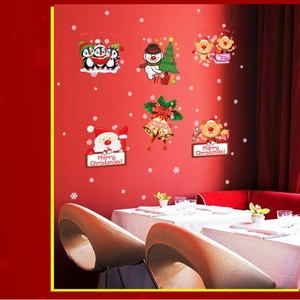 Christmas window decals set with Santa, reindeer and snowman for festive home wall decor