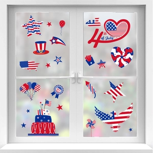 Independence Day double-sided window clings with patriotic American flag designs