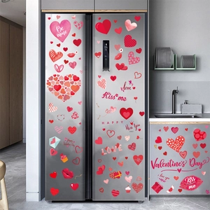 Autocollants statiques cœur rose et lèvres pour la Saint-Valentin sur frigo moderne