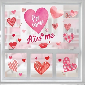 Stickers de fenêtre de la Saint-Valentin en forme de cœur rose et rouge pour vitres