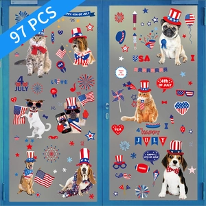 Autocollants De Fenêtre Jour De L'Indépendance Animaux Patriotiques Stickers Statiques Décoration Maison Double Face Imperméable Décor Festive