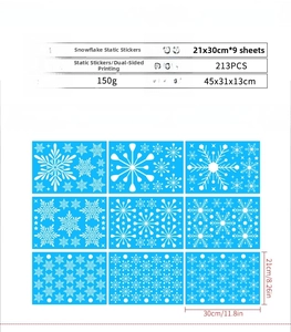 Detailed product specifications for Christmas snowflake static stickers 9-sheet set
