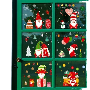 Christmas gnomes and snowflakes static cling window stickers for holiday glass decorations