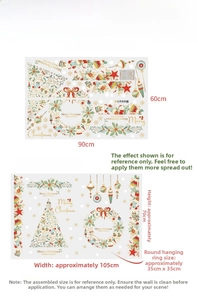 Detailed sizing layout for Santa Christmas tree wall decals with DIY application dimensions