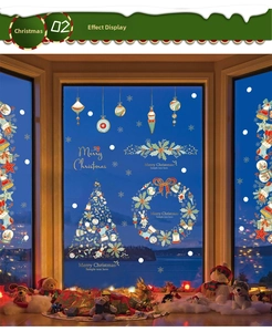 Detailed Christmas window stickers with creative Santa tree, wreath, and snowflakes patterns