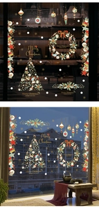 Detailed Christmas tree and wreath PVC stickers with festive snowflake patterns