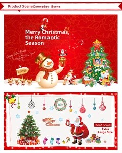 Extra Large Santa Claus and Christmas tree PVC stickers for holiday window decoration