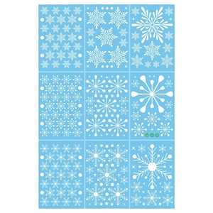 Set of 9 snowflake static window stickers for Christmas and winter glass decoration