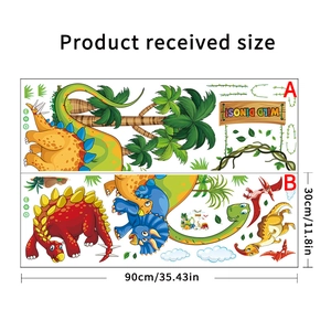 Cartoon Dinosaurier Wandsticker Set mit Maßen 90x30cm für die Kinderzimmerdekoration