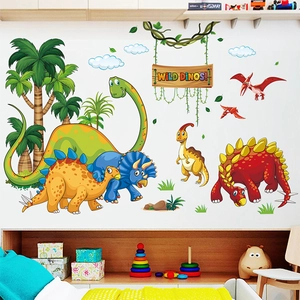 Cartoon Dinosaurier Tier Wandaufkleber PVC Abnehmbare Aufkleber Für Kinderzimmer Kindergarten Deko