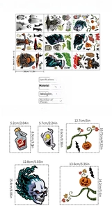Detailed sheet size 20x30cm and specifications for Halloween static window stickers set