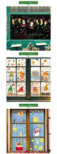 Three festive static window stickers featuring Santa, gnomes, and snowman for glass decor