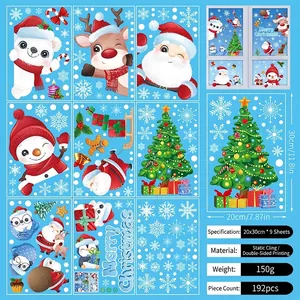 9-sheet set of double-sided Christmas window clings featuring Santa and reindeer designs