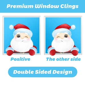 Stickers de fenêtre de Noël double face avec motif de Père Noël mignon en dessin animé