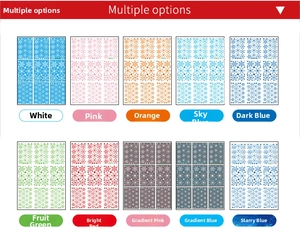 Selection of colorful snowflake static stickers available in ten vibrant colors and patterns