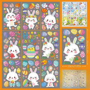 Set of 9 Easter window stickers with double-sided bunny and egg designs for glass
